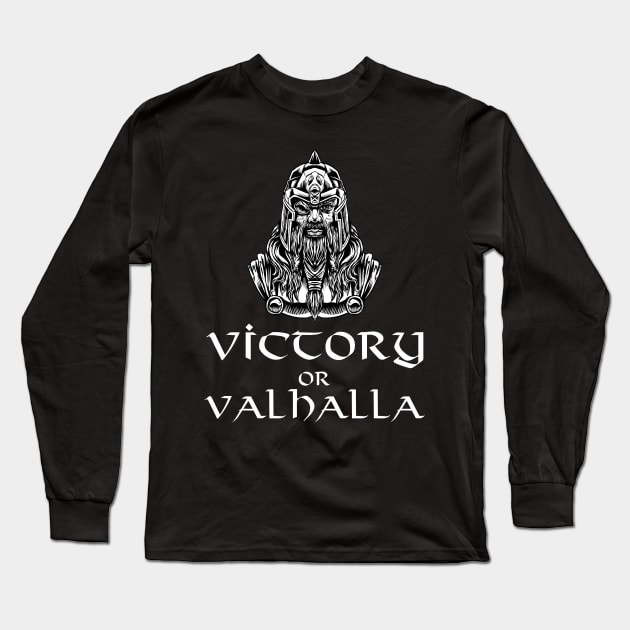 Pagan Norse Mythology Viking God Odin - Victory Or Valhalla Long Sleeve T-Shirt by Styr Designs